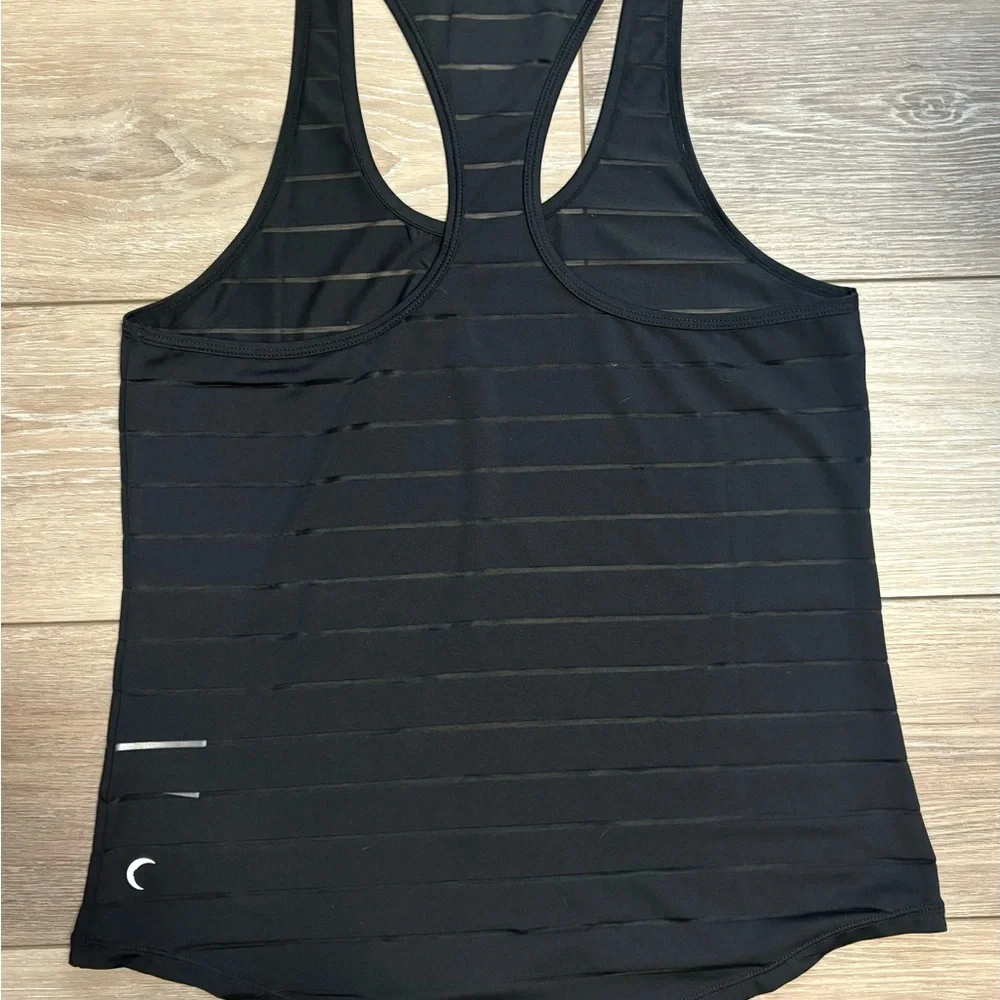 ZYIA Black Sheer Stripe Racerback Tank Top - Picture 1 of 2